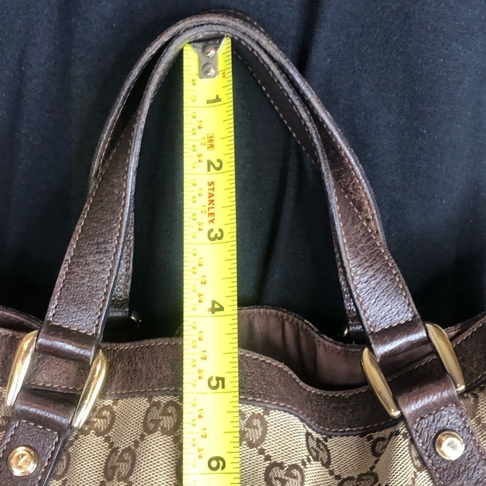 GUCCI Abbey Monogram Oversized Tan Canvas & Brown Leather Crossbody Shoulder Bag - Picture 12 of 17